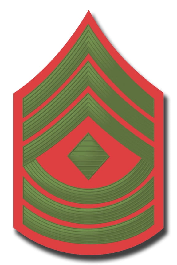 3.8 Inch USMC E-8 FIRST SERGEANT GREEN / RED CHEVRON DECAL