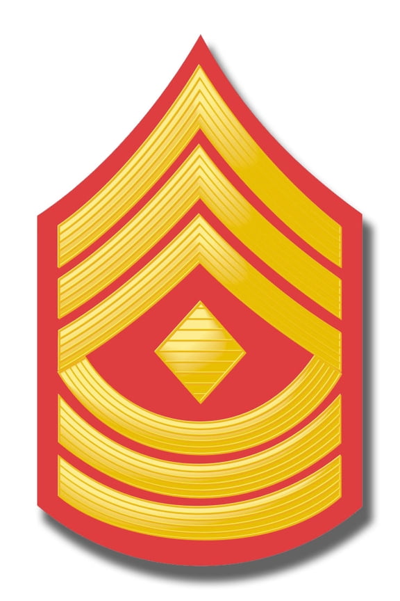 3.8 Inch USMC E-8 FIRST SERGEANT RED / GOLD CHEVRON DECAL