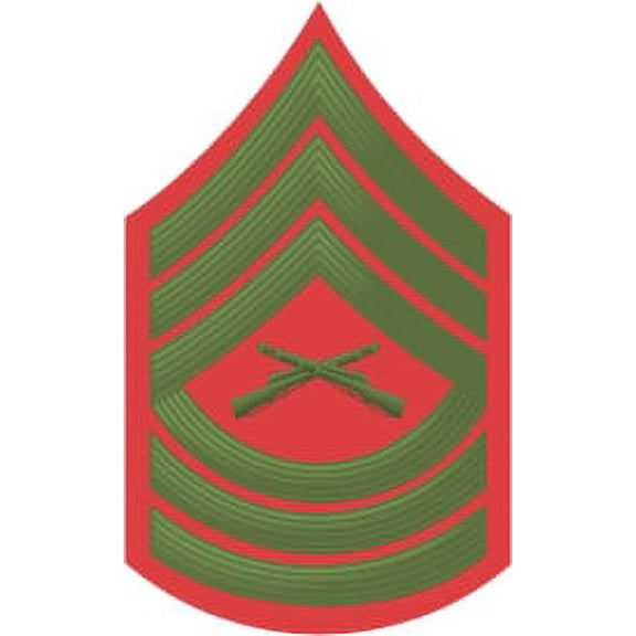 3.8 Inch USMC E-8 MASTER SERGEANT GREEN / RED CHEVRON DECAL