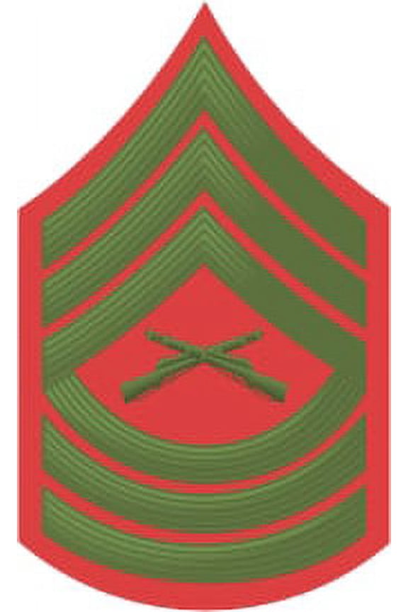 3.8 Inch USMC E-8 MASTER SERGEANT GREEN / RED CHEVRON DECAL