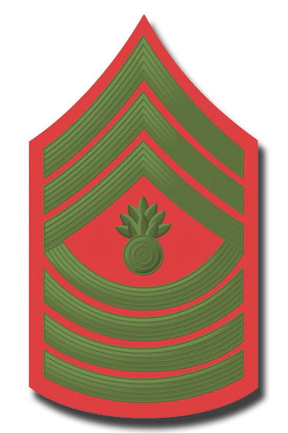3.8 Inch USMC E-9 MASTER GUNNERY SERGEANT GREEN / RED CHEVRON DECAL