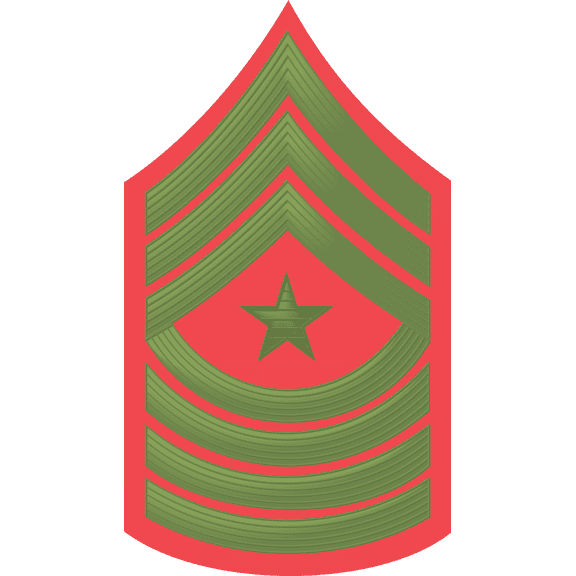 3.8 Inch USMC E-9 SERGEANT MAJOR GREEN / RED CHEVRON DECAL