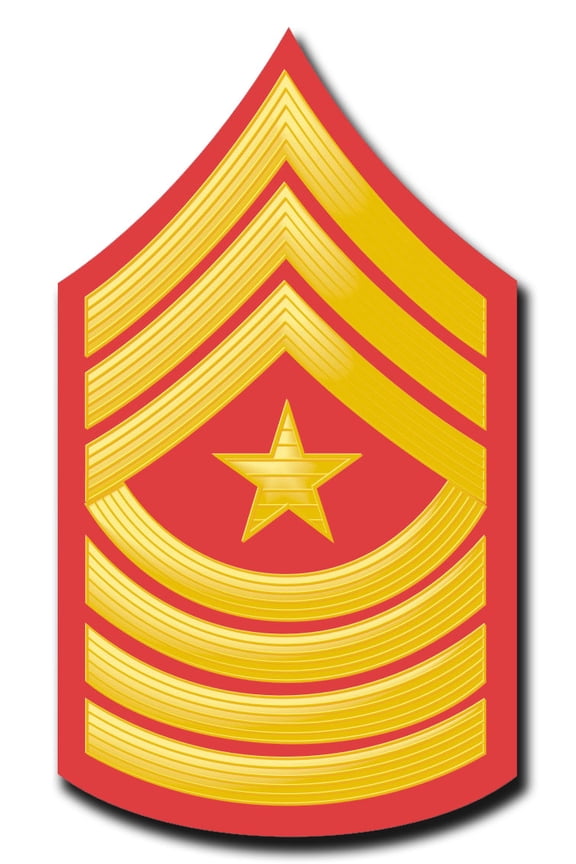 3.8 Inch USMC E-9 SERGEANT MAJOR RED / GOLD CHEVRON DECAL