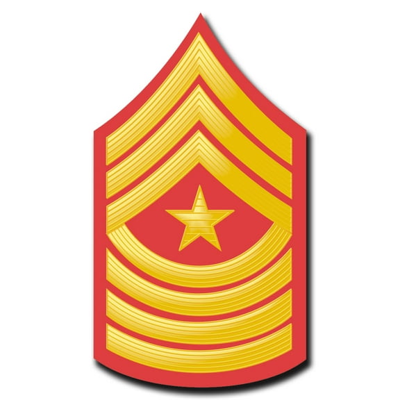 3.8 Inch USMC E-9 SERGEANT MAJOR RED / GOLD CHEVRON DECAL