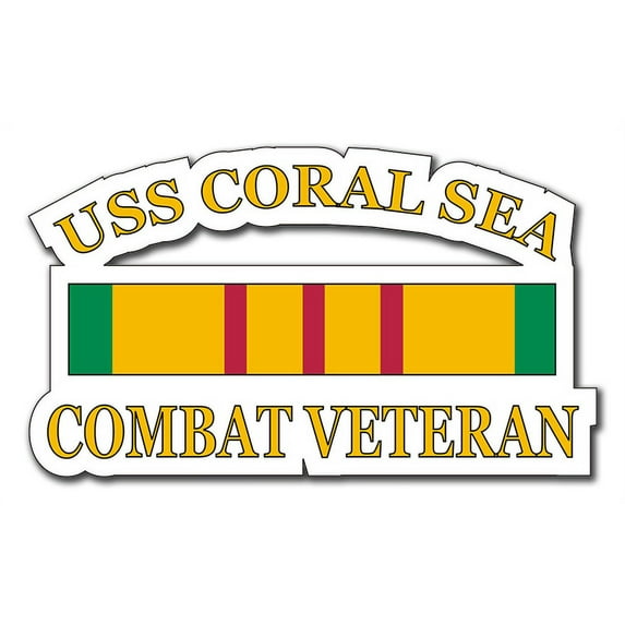 3.8 Inch USS Coral Sea CV-43 Vietnam Combat Veteran with Ribbon Decal
