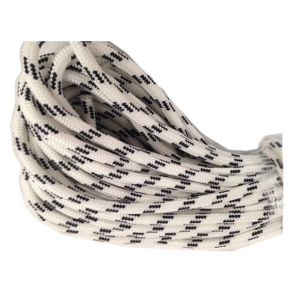 3/8 Inch by 100 Feet Tight Double Braid Polyester Rope, White with Black Tracers