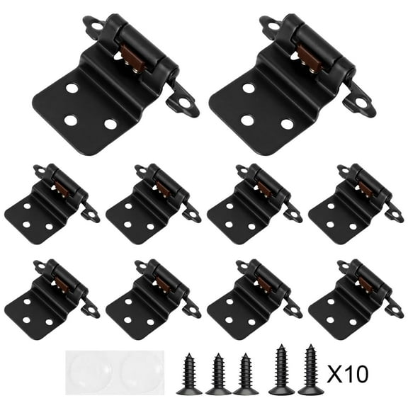 Lnrkai 10 pack 3/8" Inset Soft Close Cabinet Hinges Black, 5 Pairs Non-Slip Closing Hinges for Kitchen Cabinets
