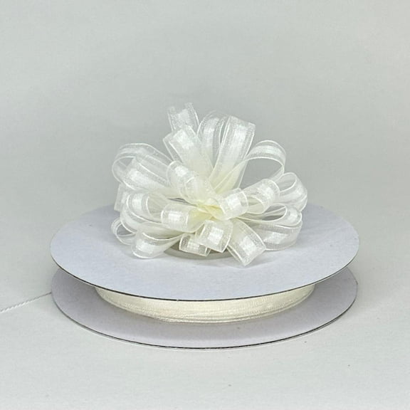 3/8" Ivory Organza Thin Pull Bow String Ribbon (25 Yard) Gift Wrapping Favor Decorating