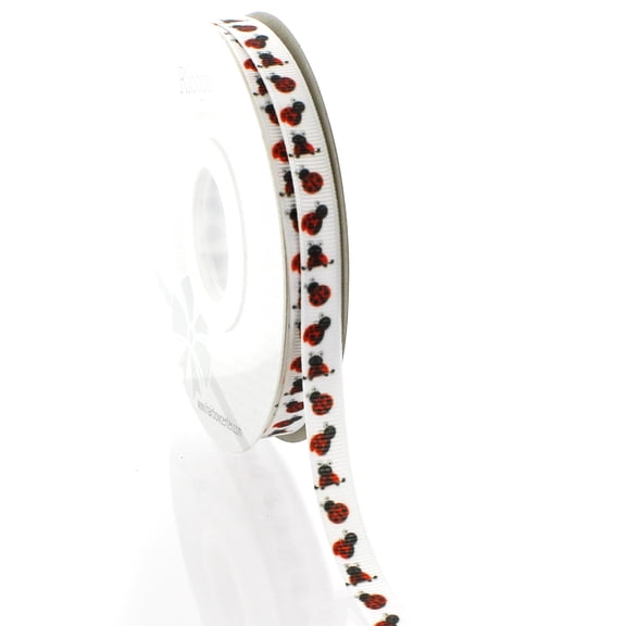 3/8" Ladybugs Grosgrain Ribbon 25 Yard