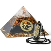 3.8" Large Orgone Pyramid, Chakra Pyramid Natural Quartz Positive Energy Generator with Orgone Pendant for Chakra Balance