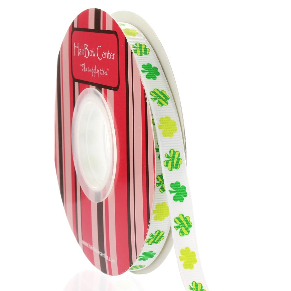 3/8" Lucky Shamrock Grosgrain Ribbon 100 Yard