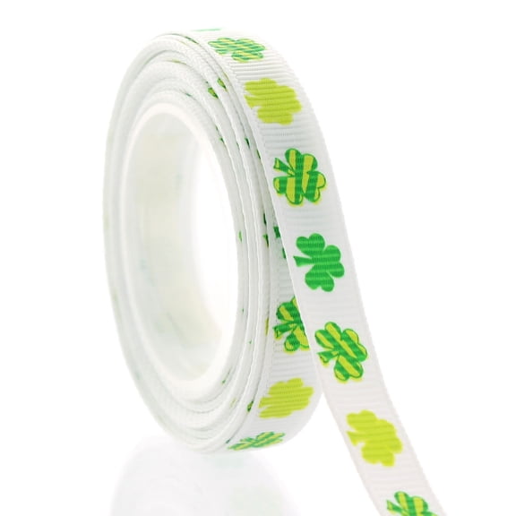 3/8" Lucky Shamrock Grosgrain Ribbon 5 Yard