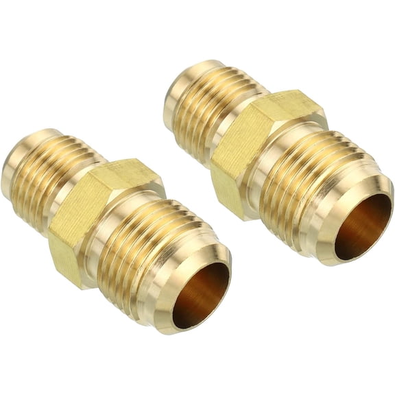 3/8" Male Flare x 1/2" Male Flare Brass Union Connector, Heavy Duty Brass Tube Coupler Pipe Fitting for Gas, HVAC, & Hydraulic Systems