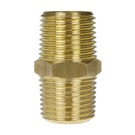 3/8" Male NPTF Hex Nipple Solid Brass Pipe Fitting 1200 PSI Maximum Brand New