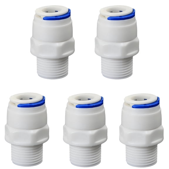 3/8" Male Thread Straight Fitting to 3/8" OD PE Hose Push-In Quick Connect, Plastic Connector for RO Water Filter, Beverage Dispenser System, 5 PCS