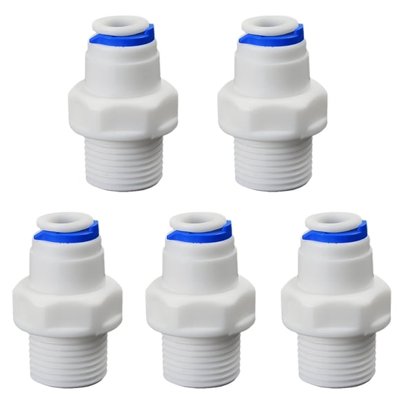 3/8" Male Thread Straight to 1/4" OD PE Hose Push-In Quick Connect Fitting for RO Water Filter and Beverage Dispenser System, 5 PCS