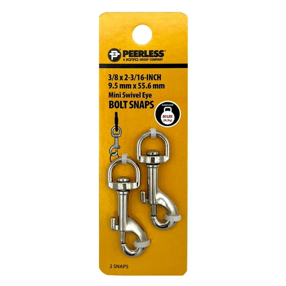3/8" Mini Swivel Eye Bolt Snaps, 2 Count, Peerless Chain, #4726538