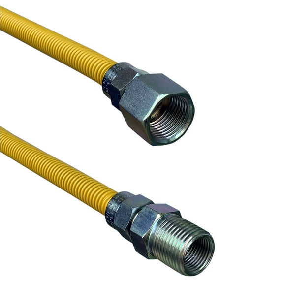 3/8" OD Gas Connector, Coated with Fitting, 3/8 FIP x 3/8 MIP x 36,PartNo G70
