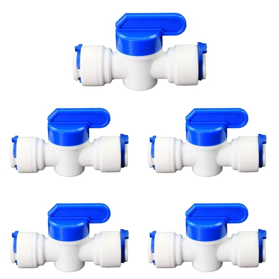 3/8" OD PE Hose Quick Connect Ball Valve, Plastic Push-In Fitting for RODI Reverse Osmosis Water Filtration System, 5 PCS