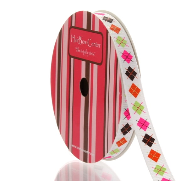 3/8" Orange Argyle Grosgrain Ribbon 5 Yard