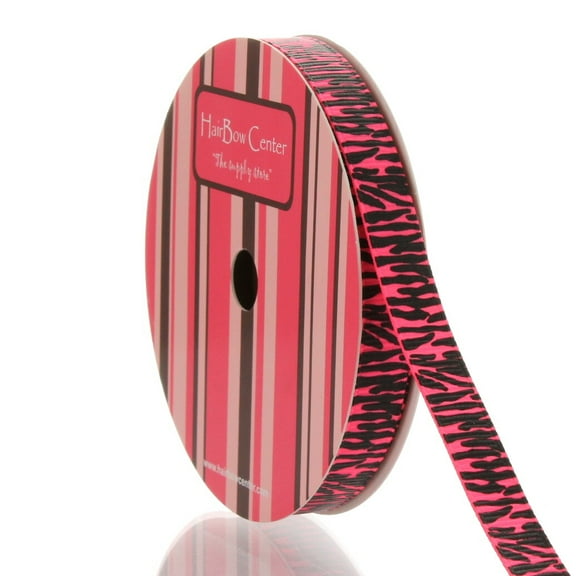 3/8" Passion Fruit/Black Zebra Grosgrain Ribbon 10 Yard