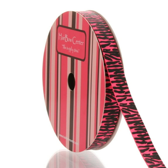 3/8" Passion Fruit/Black Zebra Grosgrain Ribbon 50 Yard