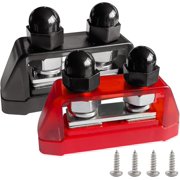 3/8" Power Distribution Block Bus Bar 12V 250A, Dual Studs M10 Busbar Battery Junction Post Distribution Block for Car and More W/Cover, Red and Black