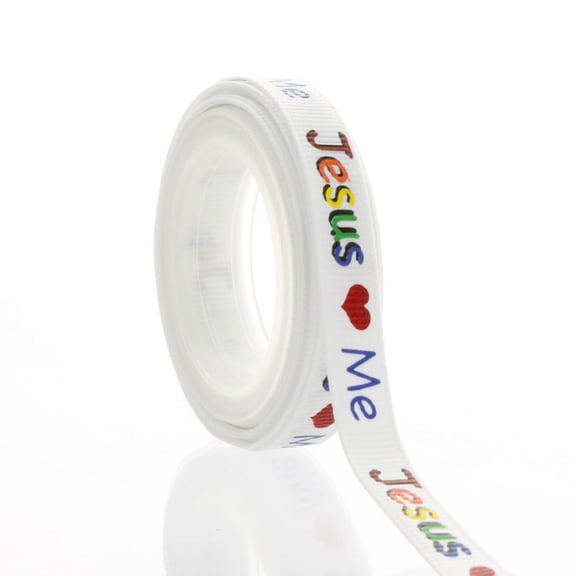 3/8" Primary Jesus Loves Me Grosgrain Ribbon 5 Yard