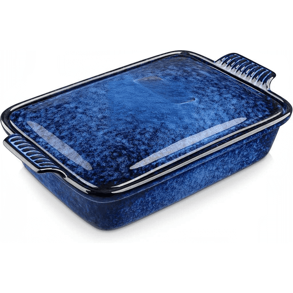 3.8 Quart 9x13 Blue Casserole Dish With Lid Oven Microwave Dishwasher Safe Bestseling