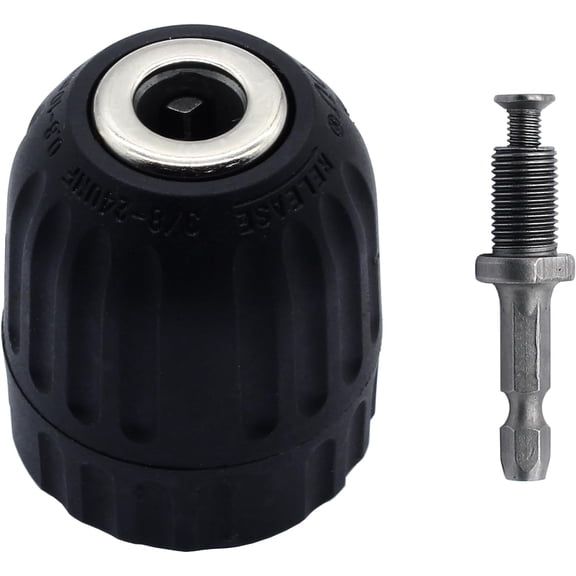 3/8" Quick Change Keyless Drill Chuck Adapter 0.8-10mm, 1/4-Inch Hex Shank Keyless Drill Chuck Converter High Clamping Capacity, Smooth Conversion Tool