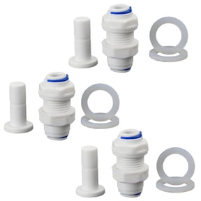 3/8" RO Quick-Connect Bulkhead Fitting, Plastic Push-In Fitting for Water Purifier, 3 Pack
