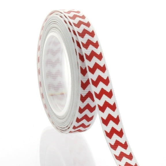 3/8" Red Chevron ZigZag Grosgrain Ribbon 5 Yard