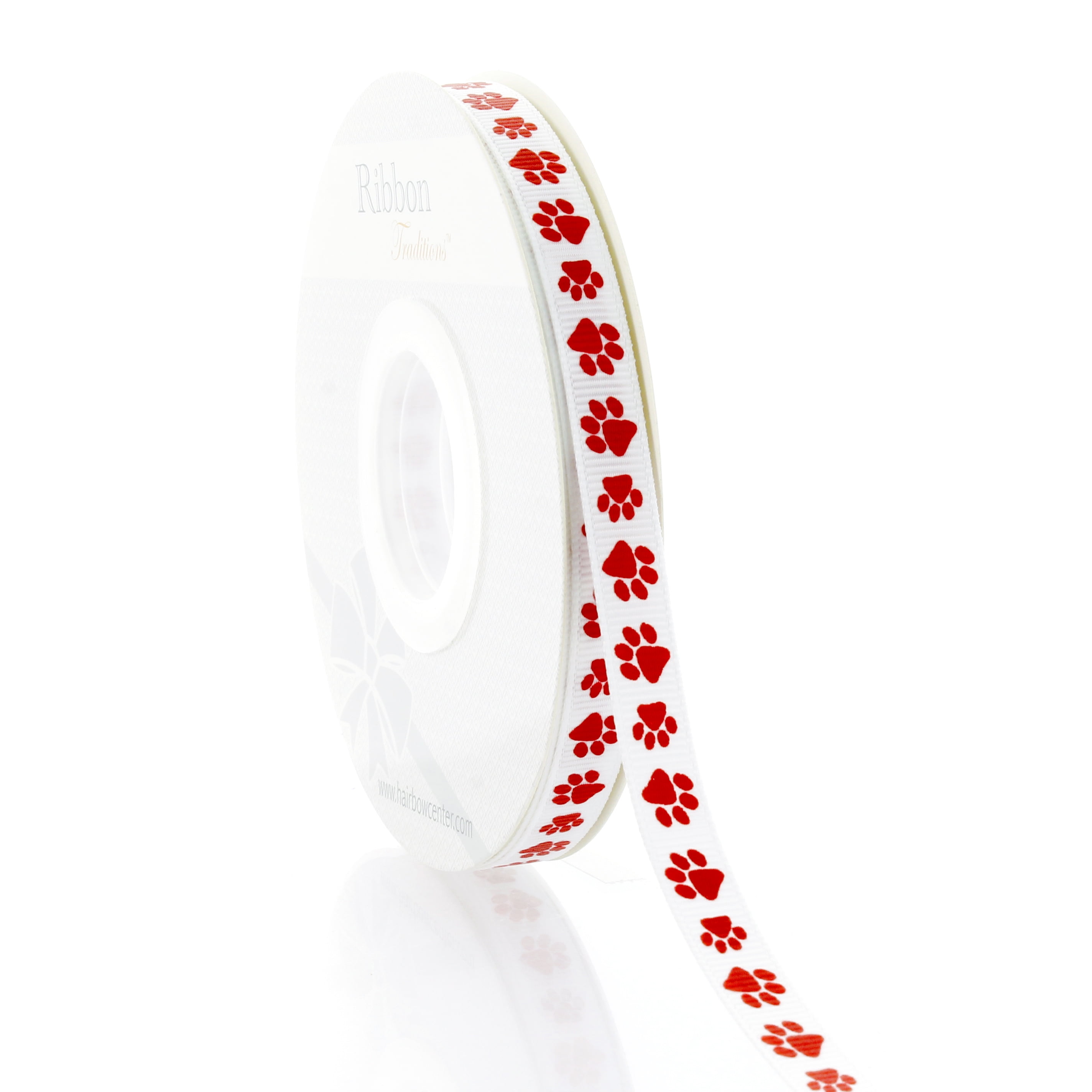 3/8" Red Paw Grosgrain Ribbon 100 Yard