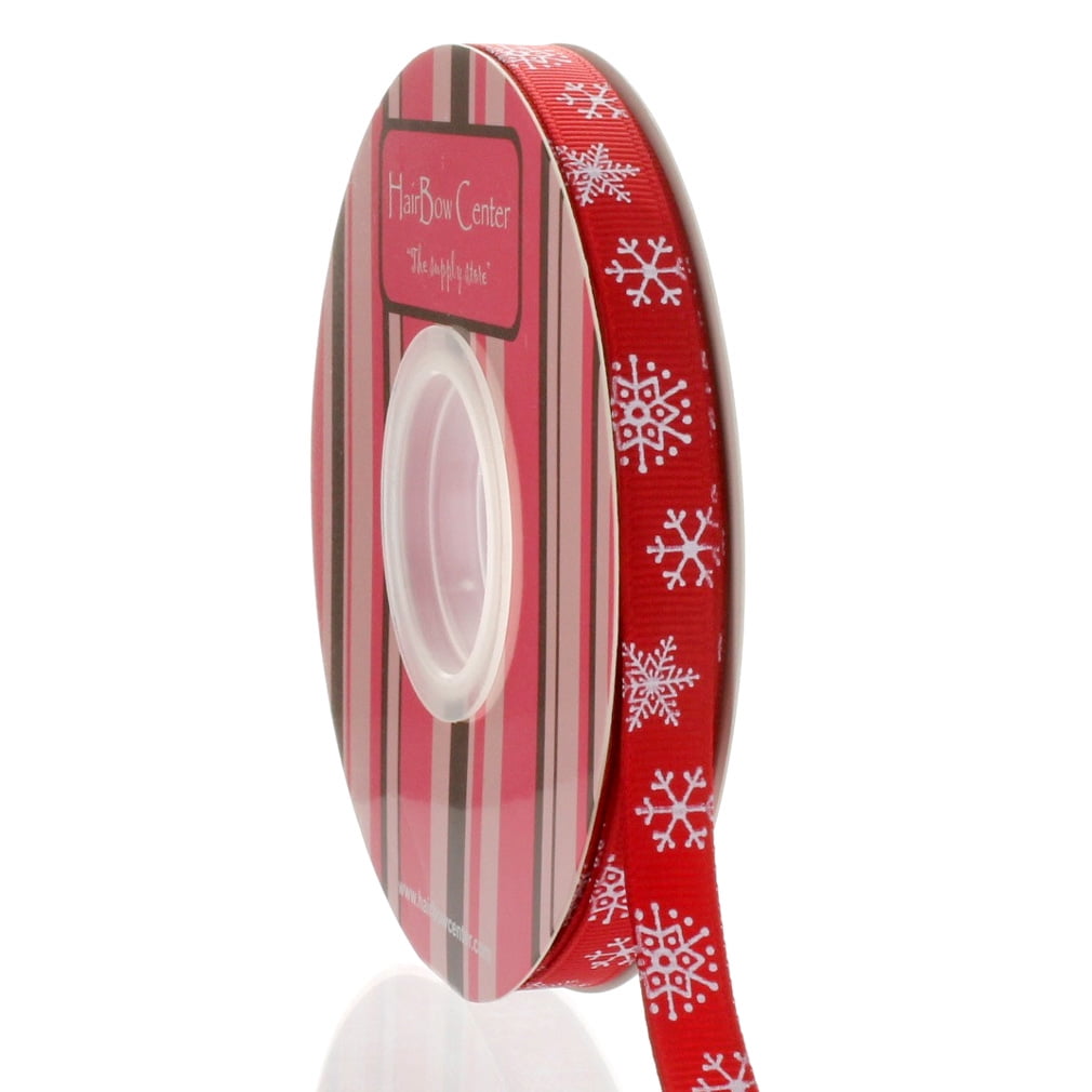 3/8" Red Snowflake Grosgrain Ribbon 100 Yard