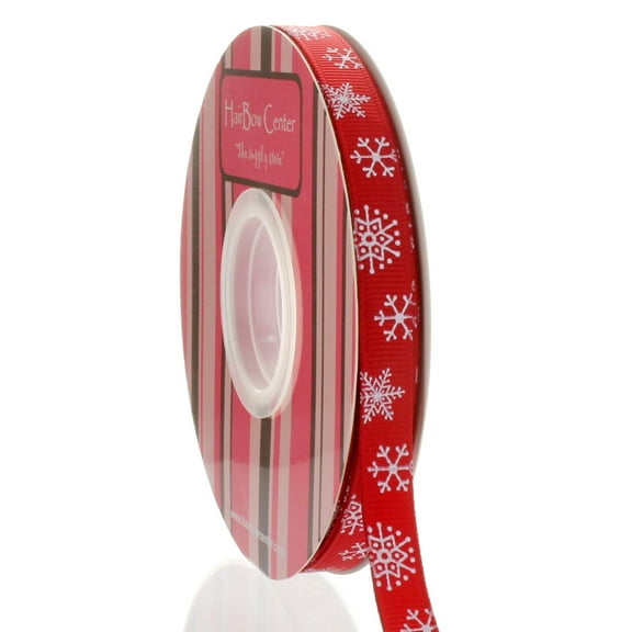3/8" Red Snowflake Grosgrain Ribbon 25 Yard