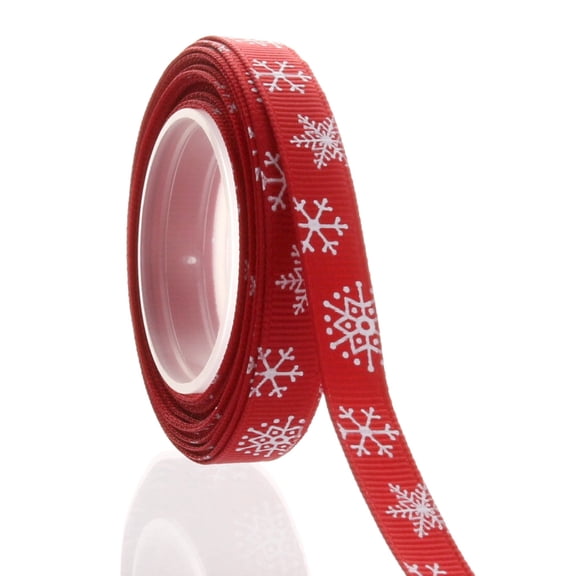 3/8" Red Snowflake Grosgrain Ribbon 5 Yard