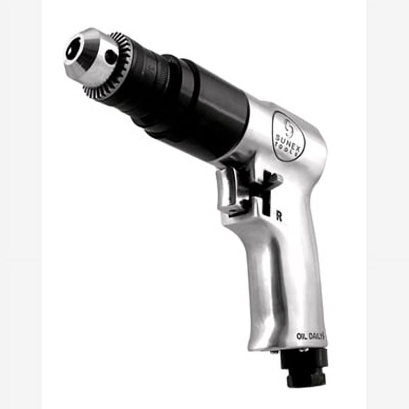 IND 3/8" Reversible Air Drill – 6.1 CFM, 1/4" NPT Inlet, Variable Speed, Lightweight Aluminum Housing