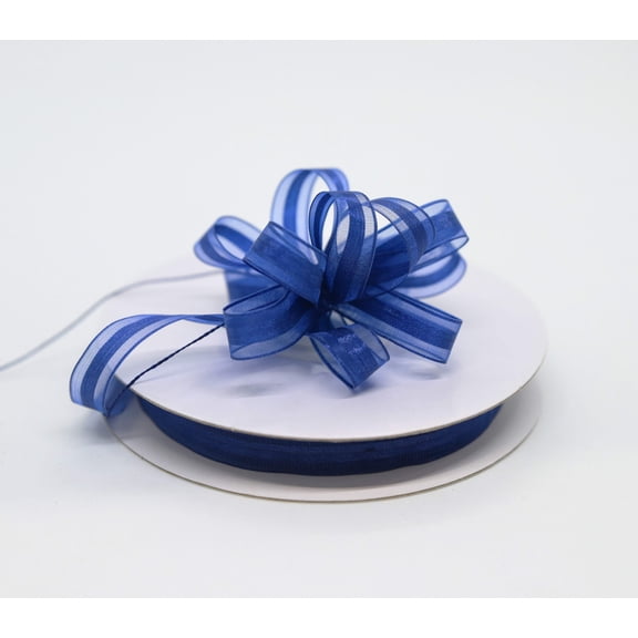 3/8" Royal Blue Organza Thin Pull Bow String Ribbon (25 Yard) Gift Wrapping Favor Decorating