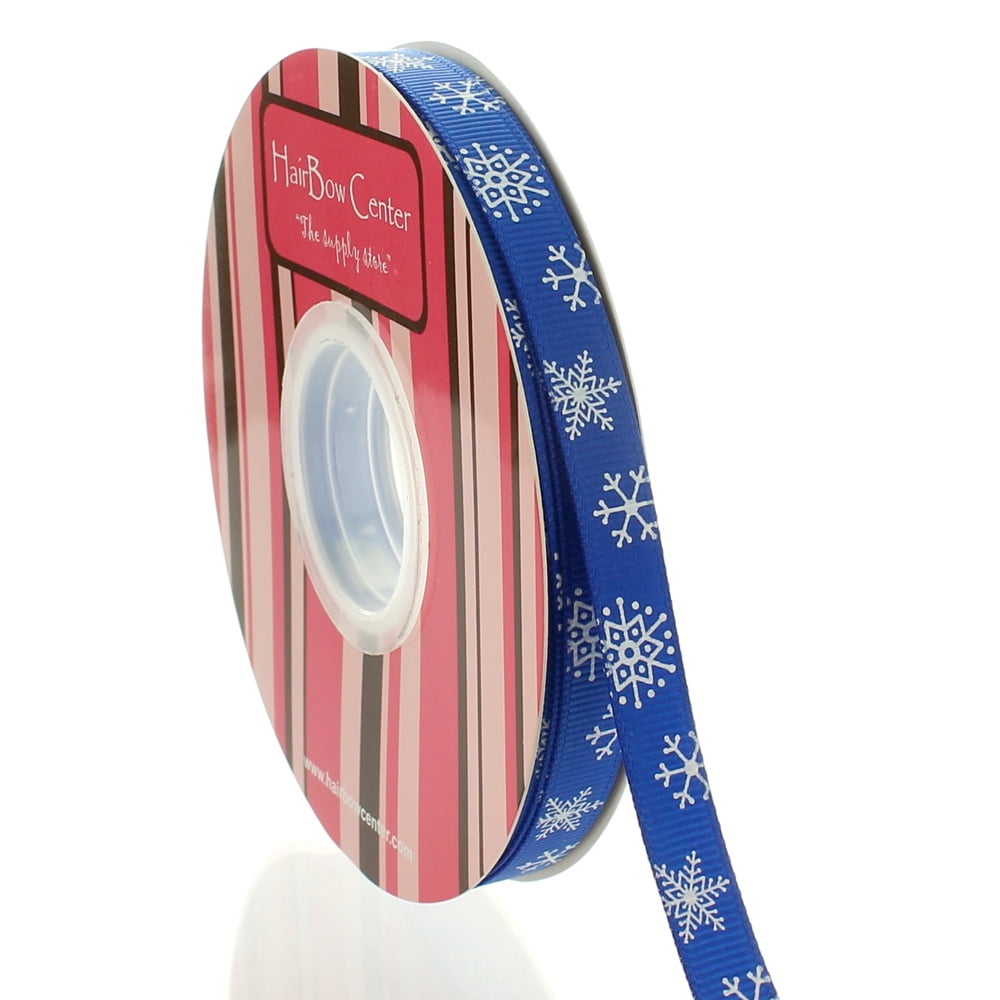 3/8" Royal Snowflake Grosgrain Ribbon 100 Yard