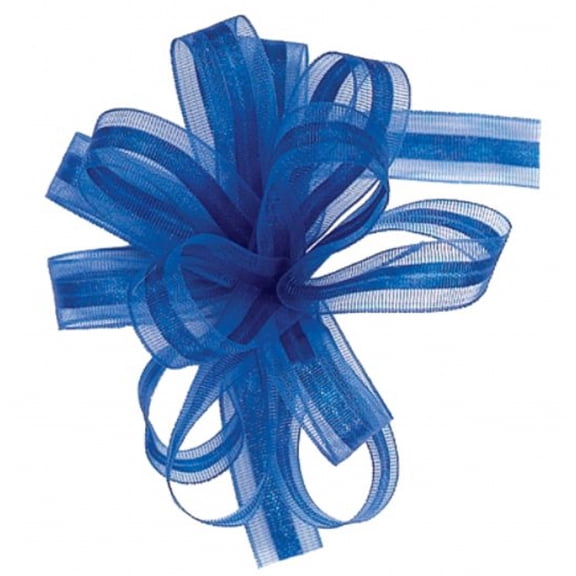 3/8" Satin and Organza Pull Bow 25 Yards Makes 25 Bows - Royal Blue