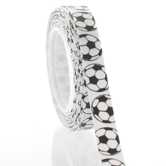 3/8" Soccer Ball Grosgrain Ribbon 5 Yard