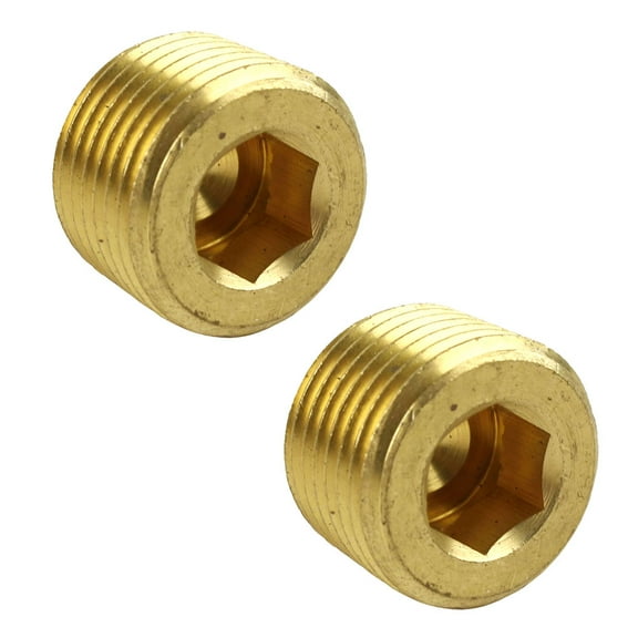 3/8" Solid Brass Male NPT Thread Allen Head Pipe Plug Hex Socket 50135 2-Pack