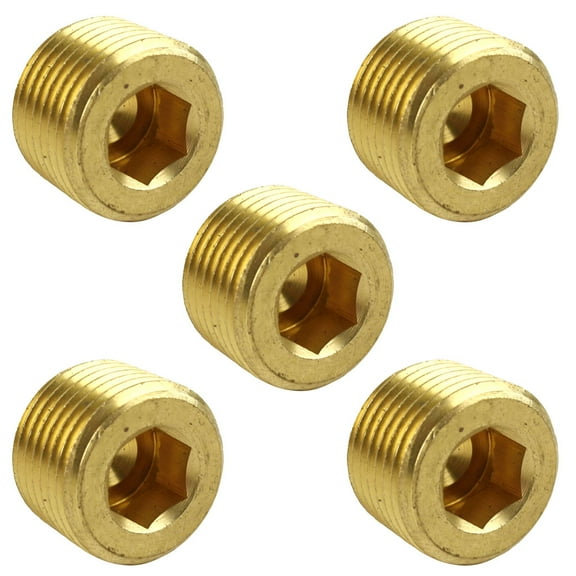 3/8" Solid Brass Male NPT Thread Allen Head Pipe Plug Hex Socket 50135 5-Pack
