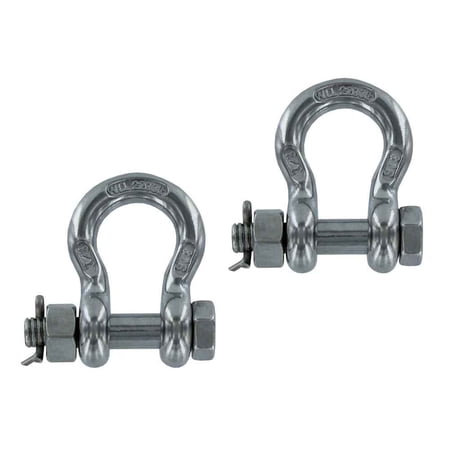 3/8" Stainless Steel Bolt Type Anchor Shackle Type 316 - 2 Pack