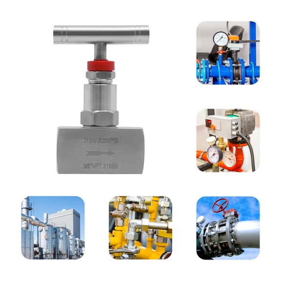 3/8" Straight Needle Valve 316 Stainless Steel Fluid Flow Control Valve 6000 PSI