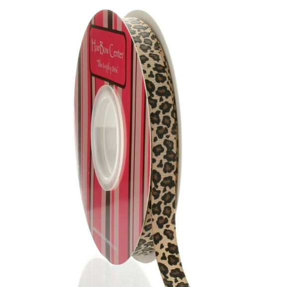 3/8" Tan Leopard Grosgrain Ribbon 100 Yard