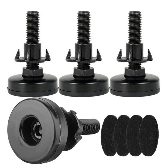 3/8" Threaded Leveling Feet,4 Pack Adjustable Furniture Leg Levelers For Bench Cabinets Sofa Tables Chairs & Raiser Support,Practical Screw on Heavy Duty Furniture Feet Leveler(2")(Black)