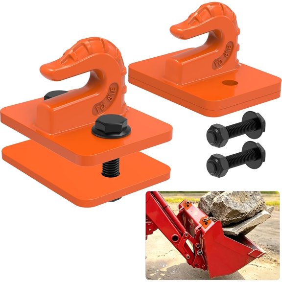 3/8" Tractor Bucket Hooks - 2 Pack Forged Steel Bolt-On Grab Hooks