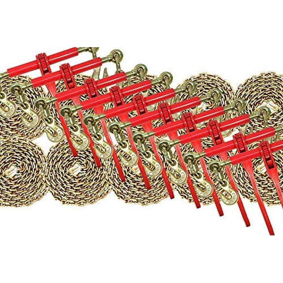 3/8 Transport Hauling Load Package - 10x Ratchet Binders - 10x 16' Foot Chains