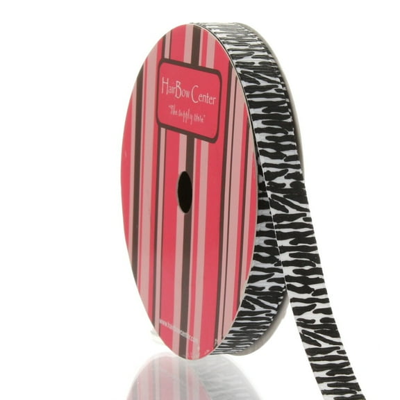 3/8" White/Black Zebra Grosgrain Ribbon 50 Yard
